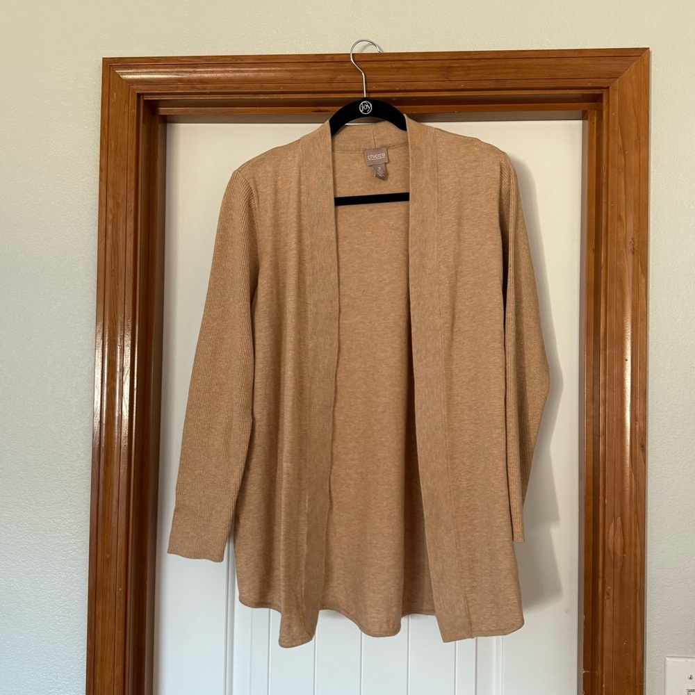 Chico's Tan Open-Front Cardigan Sweater